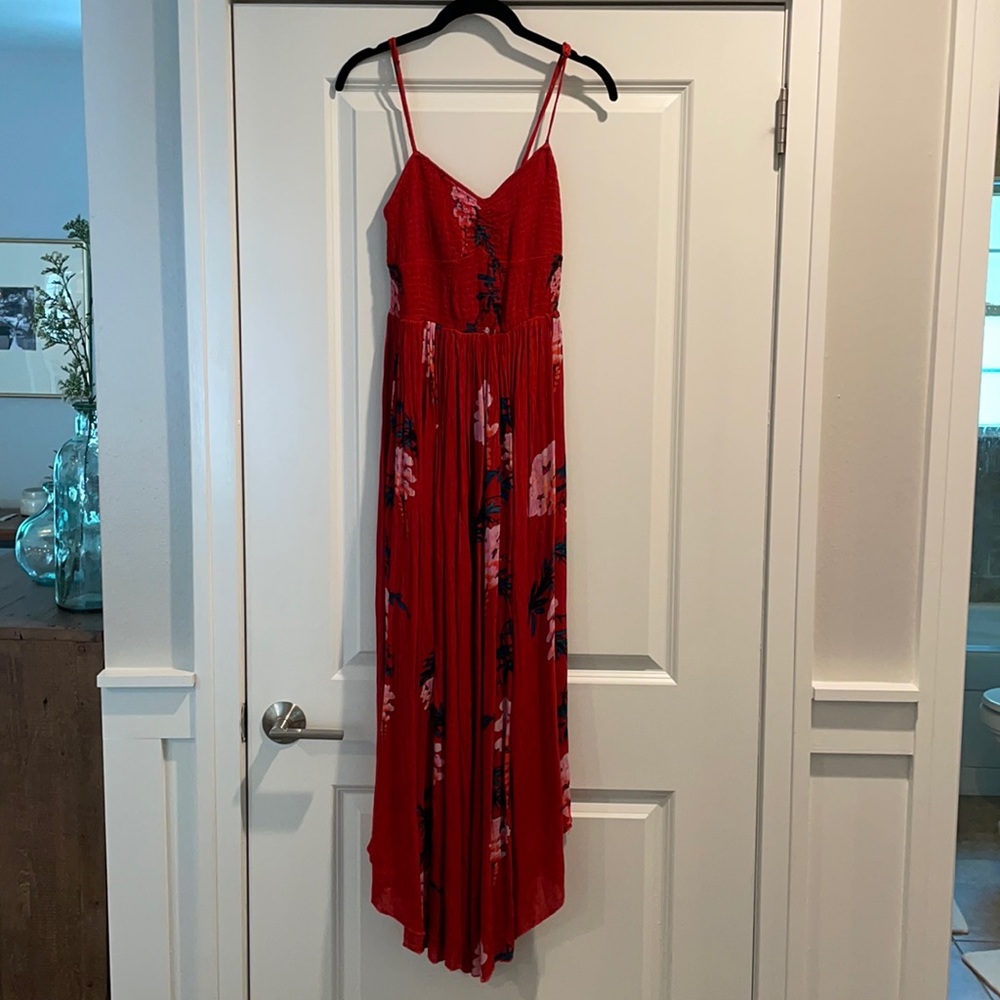 Free People Floral Print Smocked Midi Dress (S)